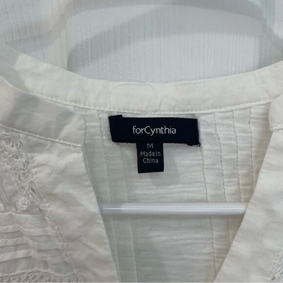 For Cynthia Beachwear White Button Down Lace Detail Tank Women’s Size M - Picture 6 of 6